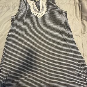 Max Studio Navy and White Striped Dress